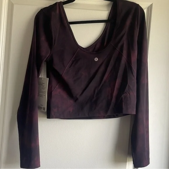 Lululemon Align Cropped Long Sleeve Shirt in Diamond Dye Cassis Black - Picture 7 of 7